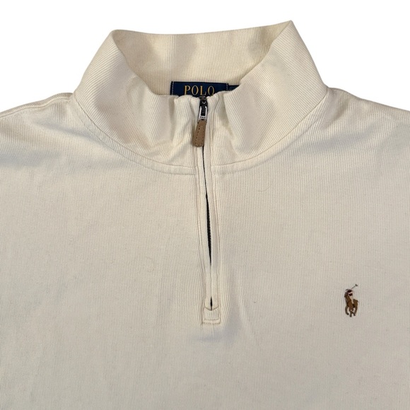 Polo Ralph Lauren Estate-Rib 1/4 Zip Pullover Parchment Cream 100% Cotton XL - Picture 4 of 12